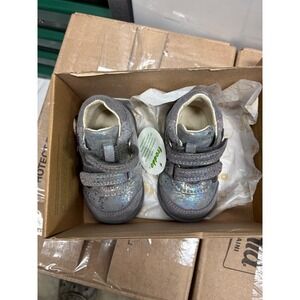 Froddo G2130172-2 Kids Silver Iridescent Leather Double Strap Sneakers Size 18